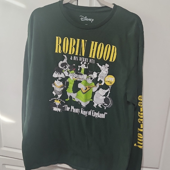 Disney Other - Disney Robin Hood Dark Green Long Sleeve Tee